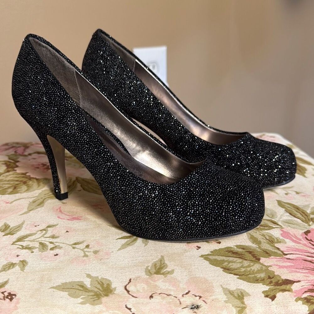 Madden girl Getta black and silver bling high heel shoes women’s size 6 party ev